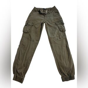 Fashion Nova Men's Olive Green Cargo Pants with Elastic Cuffs